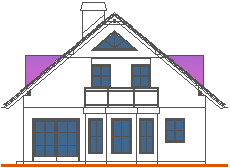 Tipska pritlična hiša z mansardo in kletjo 11&times;9 - zrcalna, zahodna fasada