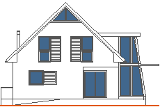 Tipska pritlična hiša z mansardo in kletjo 12×9 - mojca, južna fasada