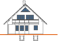 Tipska pritlična hiša z mansardo in kletjo 12×9 - osnovna, južna fasada