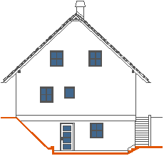 Tipska pritlična hiša z mansardo in kletjo 12×9 - osnovna, severna fasada