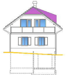 Tipska pritlična hiša z mansardo in kletjo 9&times;7 - osnovna, južna fasada