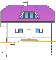 Tipska pritlična hiša z mansardo in kletjo 9&times;7 - osnovna, vzhodna fasada
