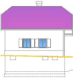 Tipska pritlična hiša z mansardo in kletjo 9&times;7 - osnovna, zahodna fasada