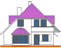 Tipska pritlična hiša z mansardo 10×12 - osnovna, vzhodna fasada