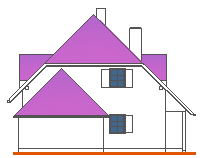 Tipska pritlična hiša z mansardo 10×12 - osnovna, zahodna fasada