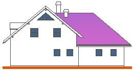 Tipska pritlična hiša z mansardo 11×15 - osnovna, zahodna fasada