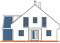 Tipska pritlična hiša z mansardo 9&times;13 - osnovna, zahodna fasada